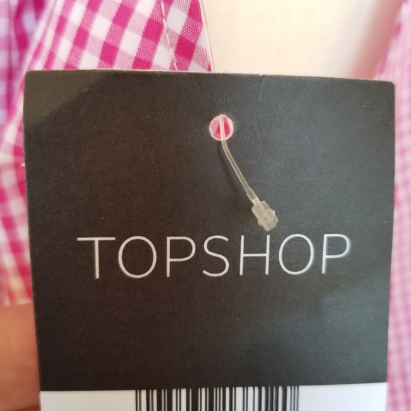 Top shop Pink Gingham Crop Top NWT On/Off Shoulder - Picture 7 of 9